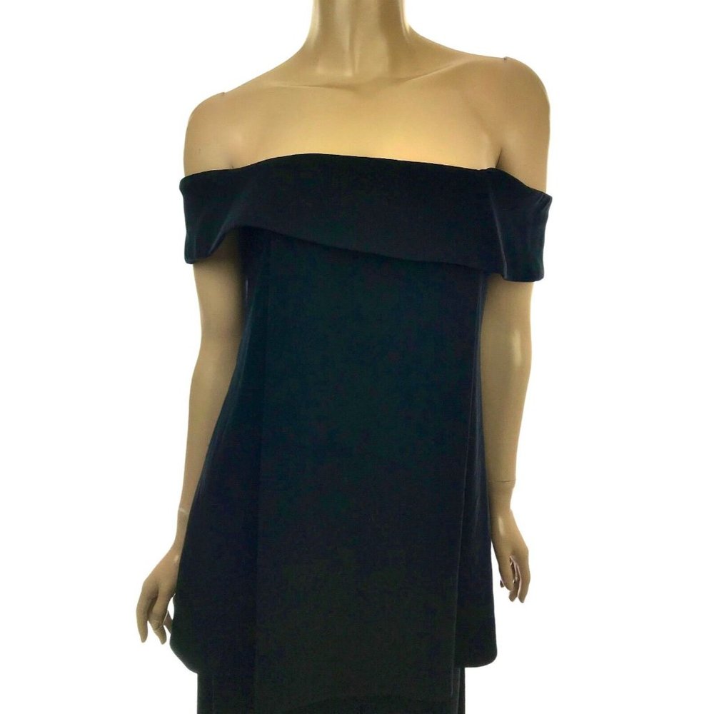 Nicholas Size 2 Black Off Shoulder Crepe Blouse Tunic Top MSRP $385